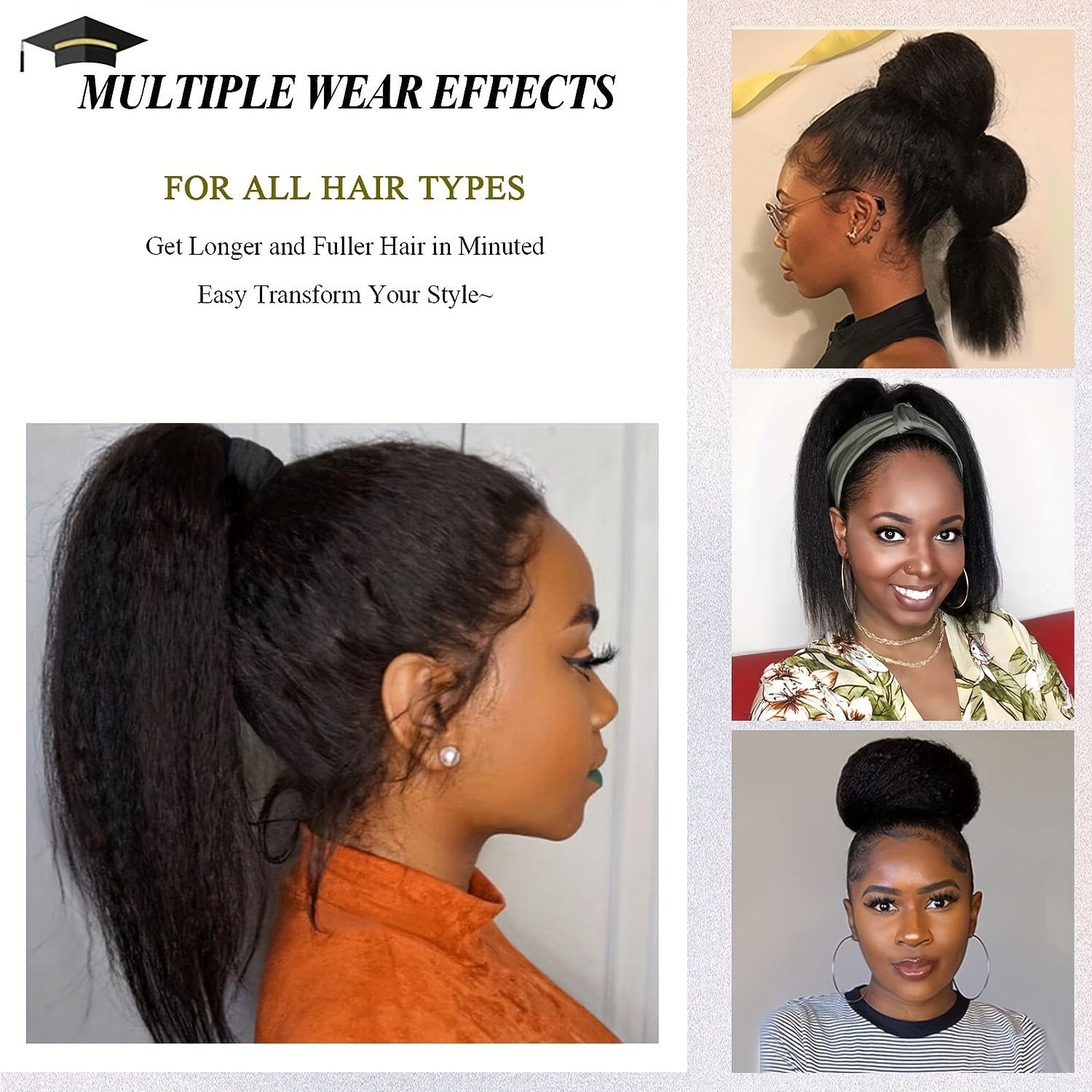 2024 New Africa claw clip ponytail hair extension synthetic hair yark straight hair extension