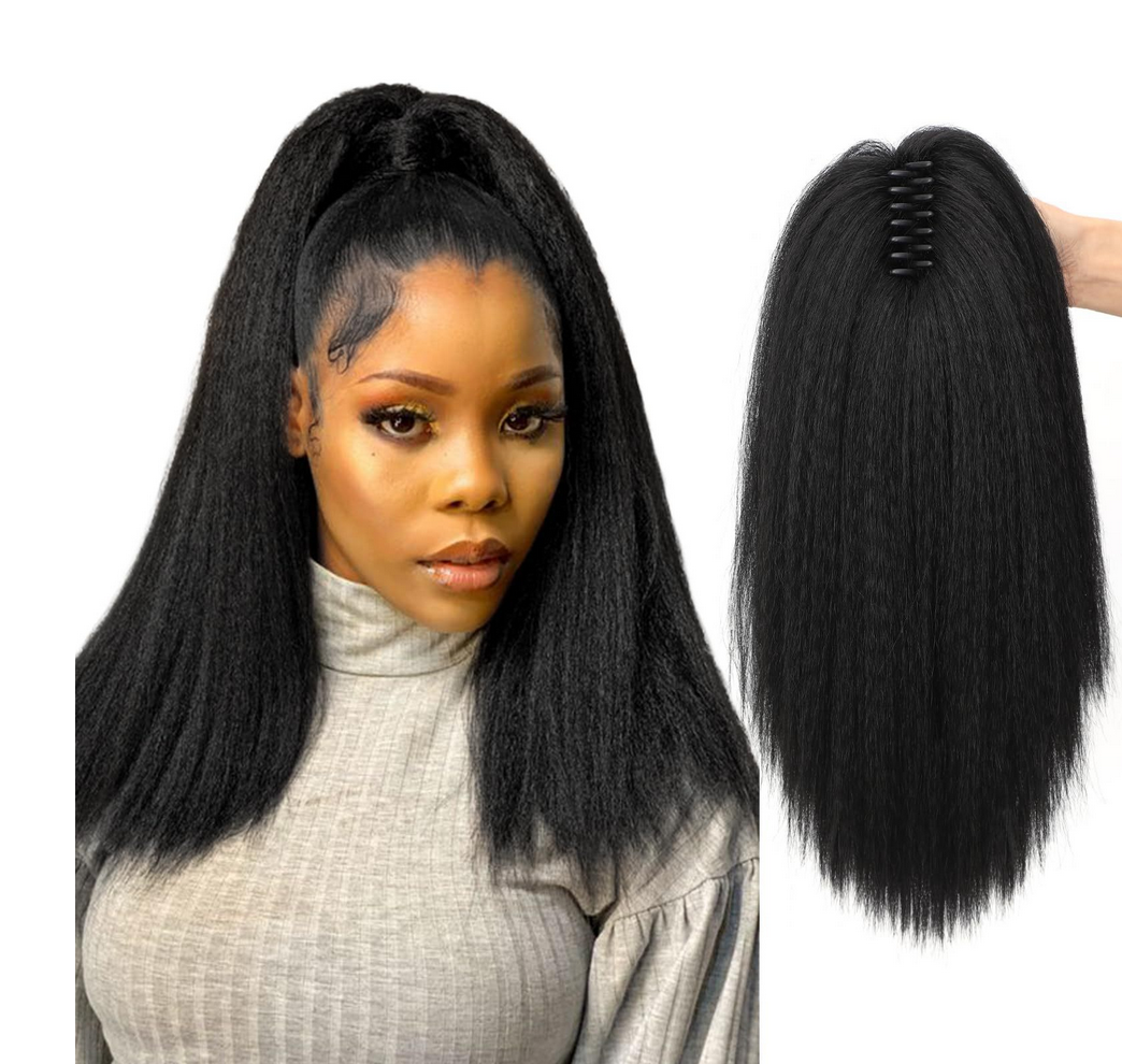 2024 New Africa claw clip ponytail hair extension synthetic hair yark straight hair extension