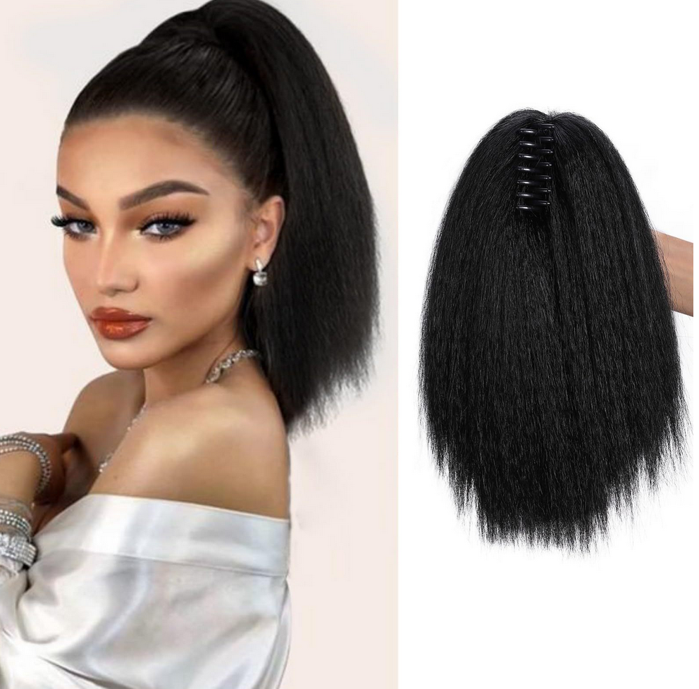 2024 New Africa claw clip ponytail hair extension synthetic hair yark straight hair extension
