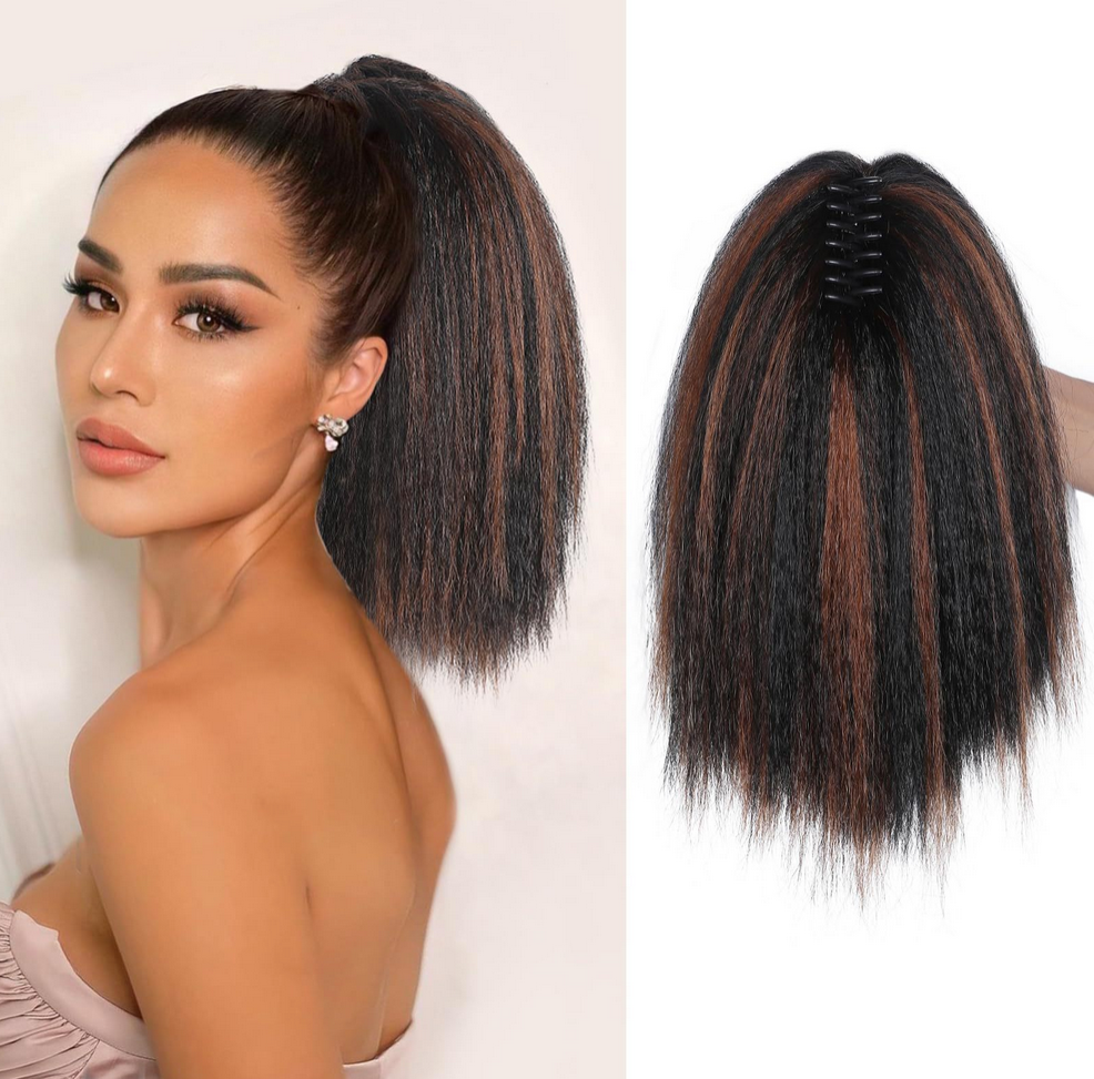 2024 New Africa claw clip ponytail hair extension synthetic hair yark straight hair extension