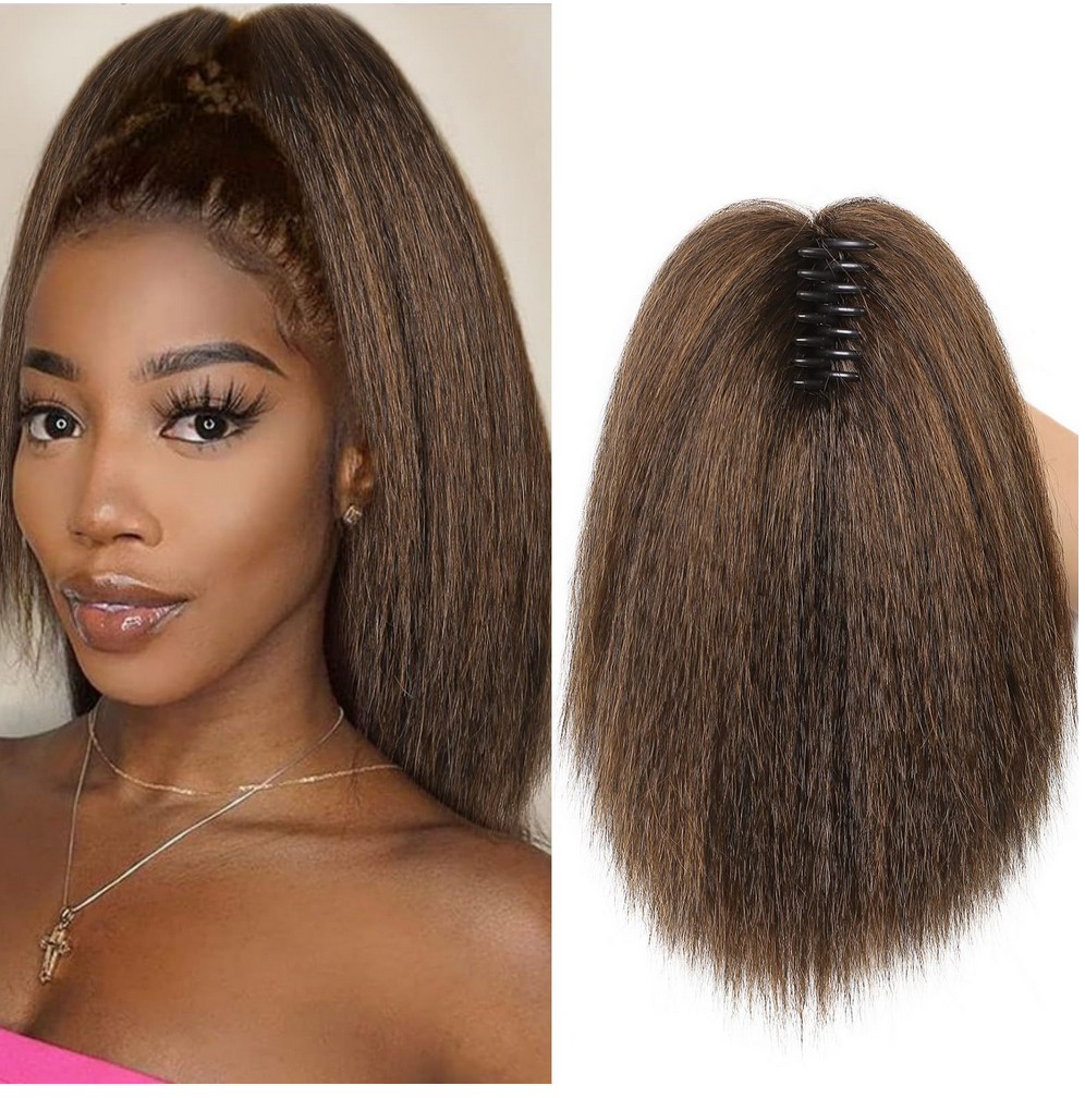 2024 New Africa claw clip ponytail hair extension synthetic hair yark straight hair extension
