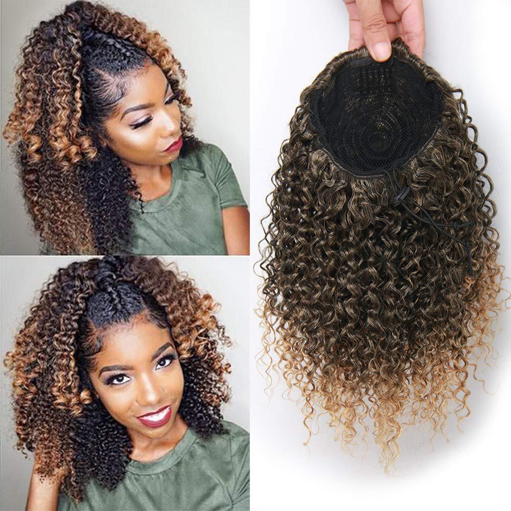 15” 20g Small African curly ponytail wig Fluffy explosive caterpillar chemical fiber hair drawstring short ponytail