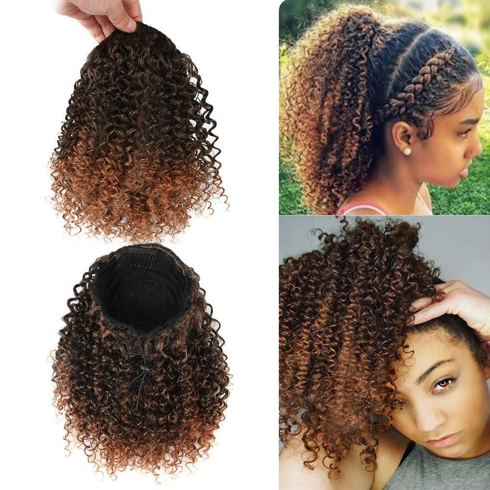 15” 20g Small African curly ponytail wig Fluffy explosive caterpillar chemical fiber hair drawstring short ponytail