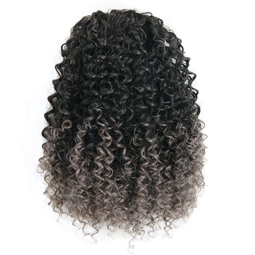 15” 20g Small African curly ponytail wig Fluffy explosive caterpillar chemical fiber hair drawstring short ponytail