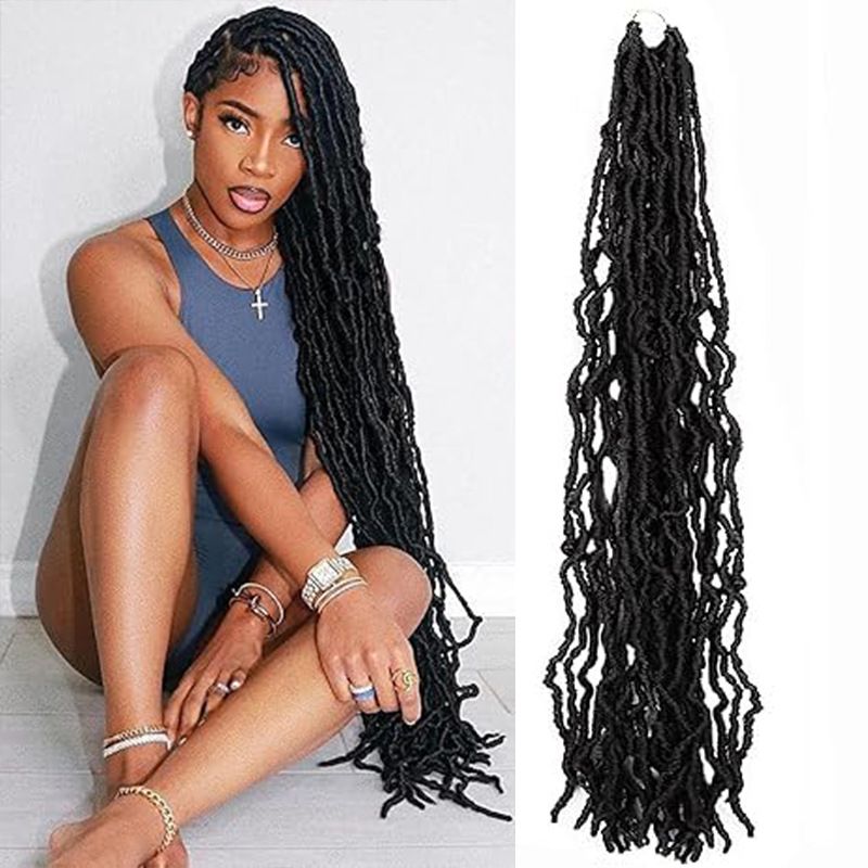 24 inch earthworm worm Nu locs Faux locs African dreadlocks chemical fiber crochet hair braided hair wig braid