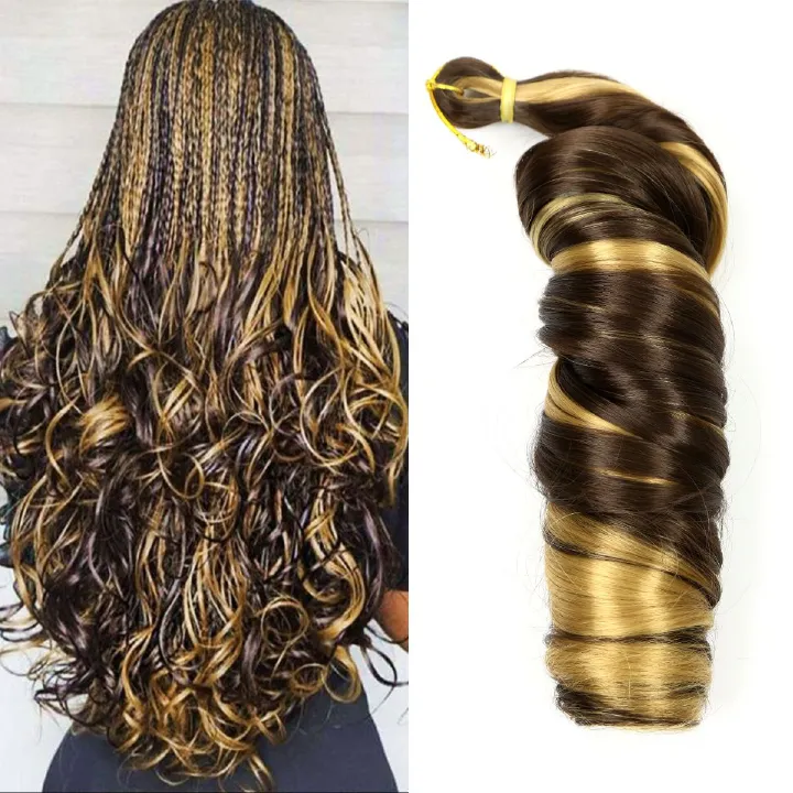 Big roll 24inch wigFrench Loose spiral  Crochet Brai
ds Hai African dreadlocks chemical fiber crochet hair braided hair wig braid