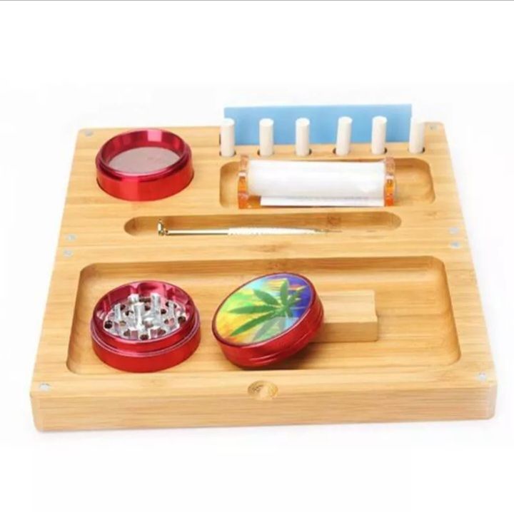 Bamboo wood rolling tray handmade multifunctional tray. high quality material
herb accessories