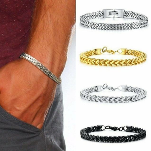 2024 Africa Fashion New Titanium Steel Men's Bracelet Domineering Cool Business Men Male Collegue Students Jewellry Gold Silver Black 3 Colors 3PCS/Set Men's Personality Charm Bracelet