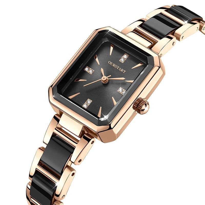 Square fashion temperament diamond square light luxury bracelet watch simple women's watch niche literature