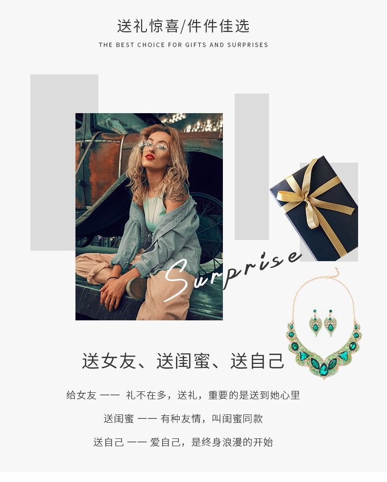 2024 African Retro Bride Jewelry Necklace Earring Set With Versatile Style Wedding Dress Banquet Artificial Gem Party Concert Dress Fashion Accessories Gentle  Elegant Necklace+Earring Set