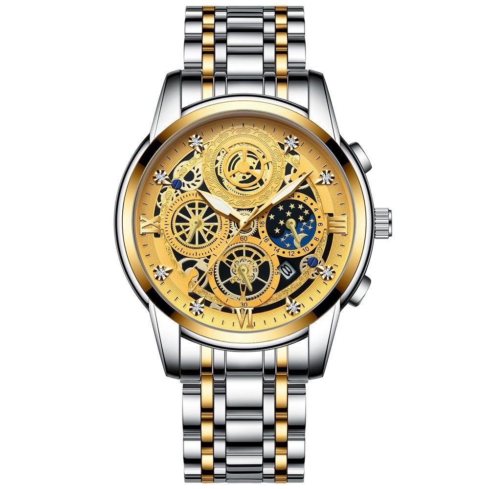 2024 Africa New 30m Waterproof Binbang Men's Quartz Watch Hollow Concept Waterproof Shrimp Multi-functional Watch Exquisite Coating Process Fine Polishing Details Design Comfortable Stylish