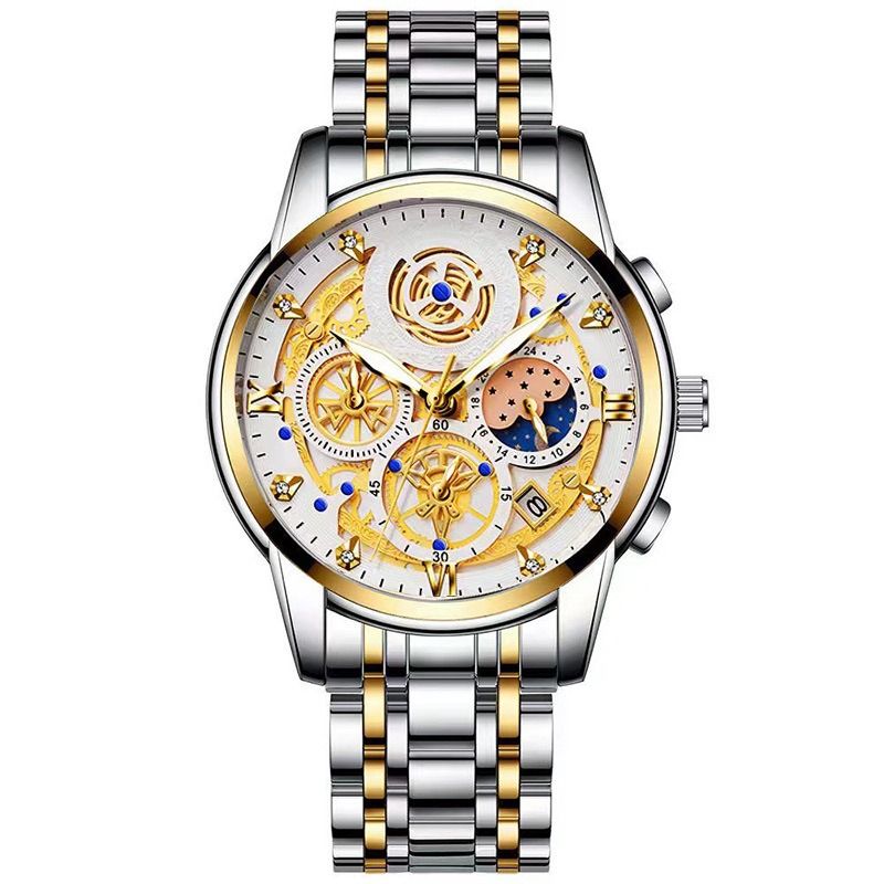 2024 Africa New 30m Waterproof Binbang Men's Quartz Watch Hollow Concept Waterproof Shrimp Multi-functional Watch Exquisite Coating Process Fine Polishing Details Design Comfortable Stylish