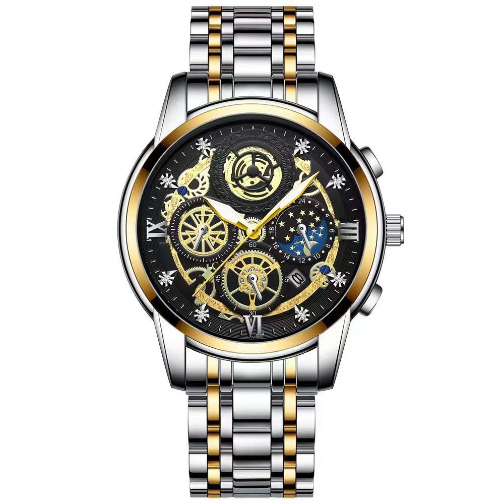 2024 Africa New 30m Waterproof Binbang Men's Quartz Watch Hollow Concept Waterproof Shrimp Multi-functional Watch Exquisite Coating Process Fine Polishing Details Design Comfortable Stylish