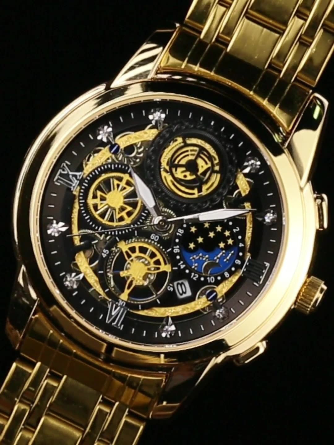 2024 Africa New 30m Waterproof Binbang Men's Quartz Watch Hollow Concept Waterproof Shrimp Multi-functional Watch Exquisite Coating Process Fine Polishing Details Design Comfortable Stylish