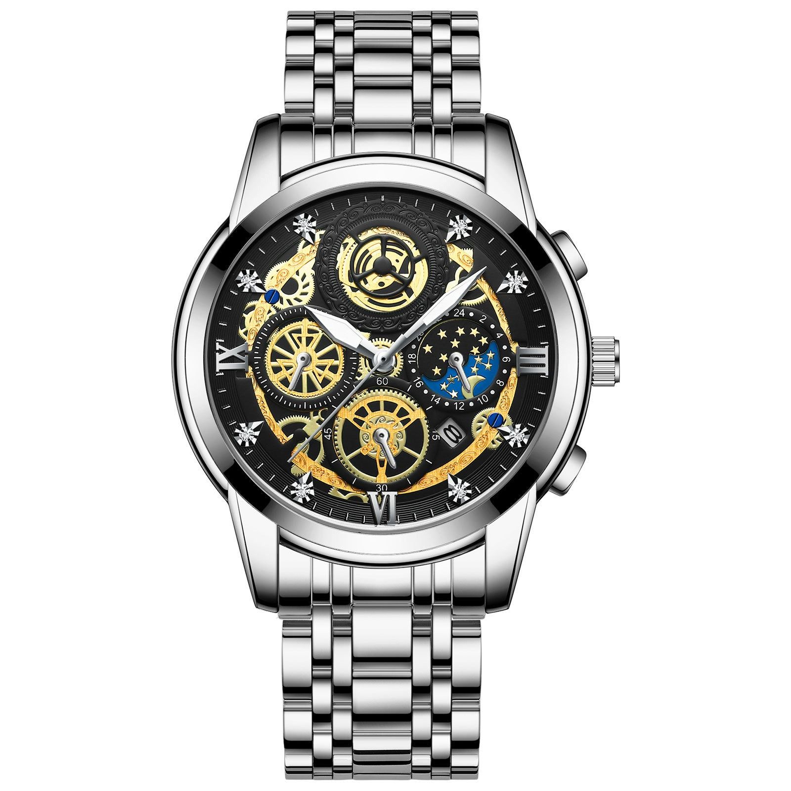 2024 Africa New 30m Waterproof Binbang Men's Quartz Watch Hollow Concept Waterproof Shrimp Multi-functional Watch Exquisite Coating Process Fine Polishing Details Design Comfortable Stylish