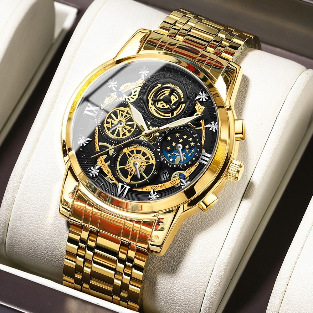 2024 Africa New 30m Waterproof Binbang Men's Quartz Watch Hollow Concept Waterproof Shrimp Multi-functional Watch Exquisite Coating Process Fine Polishing Details Design Comfortable Stylish