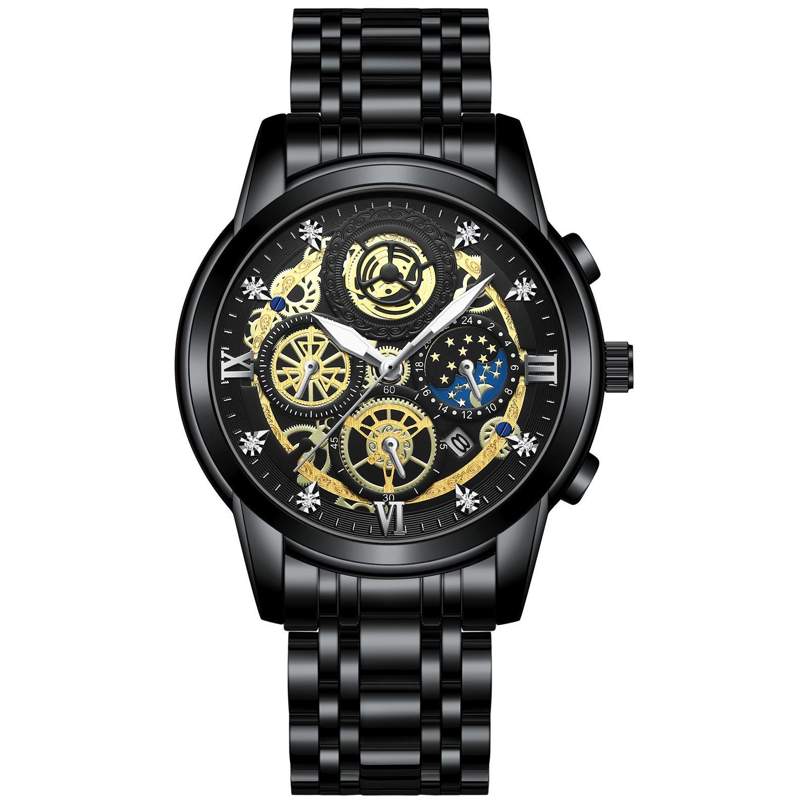 2024 Africa New 30m Waterproof Binbang Men's Quartz Watch Hollow Concept Waterproof Shrimp Multi-functional Watch Exquisite Coating Process Fine Polishing Details Design Comfortable Stylish