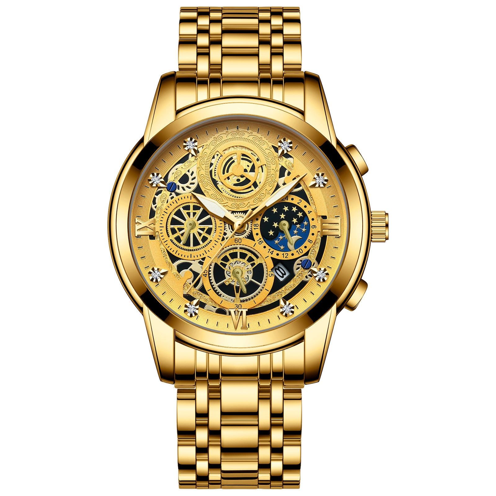 2024 Africa New 30m Waterproof Binbang Men's Quartz Watch Hollow Concept Waterproof Shrimp Multi-functional Watch Exquisite Coating Process Fine Polishing Details Design Comfortable Stylish