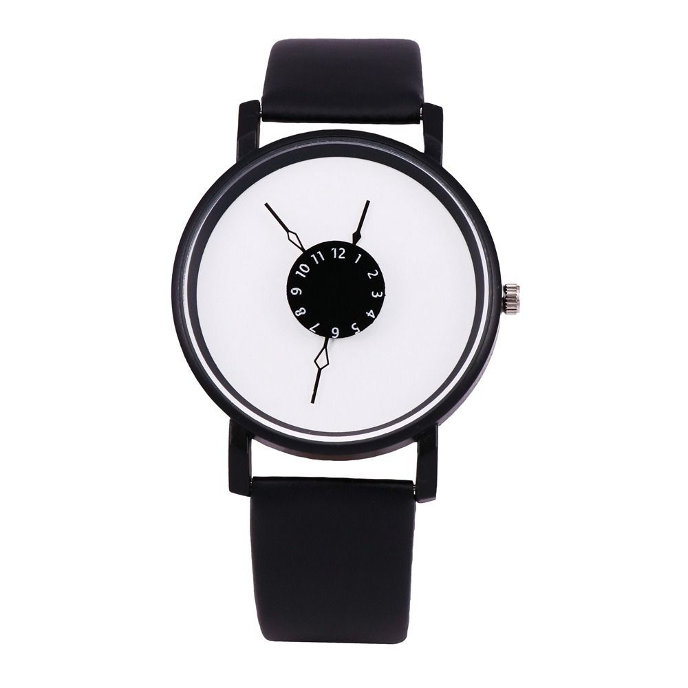 Africa Hot Selling 2024 New Concept Personalized Inverted Pointer Quartz Men's / Women's Watch Korean Edition Simplified Black And White Couple Gift Table Popular Student Classmate