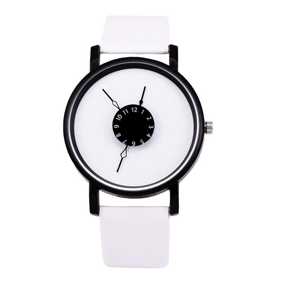 Africa Hot Selling 2024 New Concept Personalized Inverted Pointer Quartz Men's / Women's Watch Korean Edition Simplified Black And White Couple Gift Table Popular Student Classmate