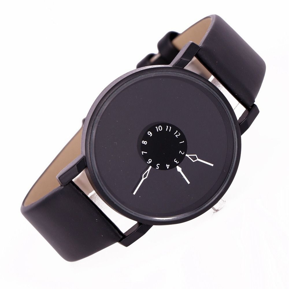 Africa Hot Selling 2024 New Concept Personalized Inverted Pointer Quartz Men's / Women's Watch Korean Edition Simplified Black And White Couple Gift Table Popular Student Classmate