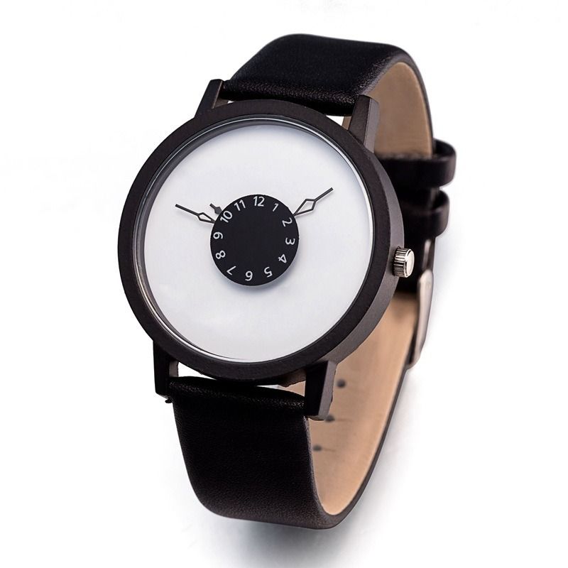 Africa Hot Selling 2024 New Concept Personalized Inverted Pointer Quartz Men's / Women's Watch Korean Edition Simplified Black And White Couple Gift Table Popular Student Classmate