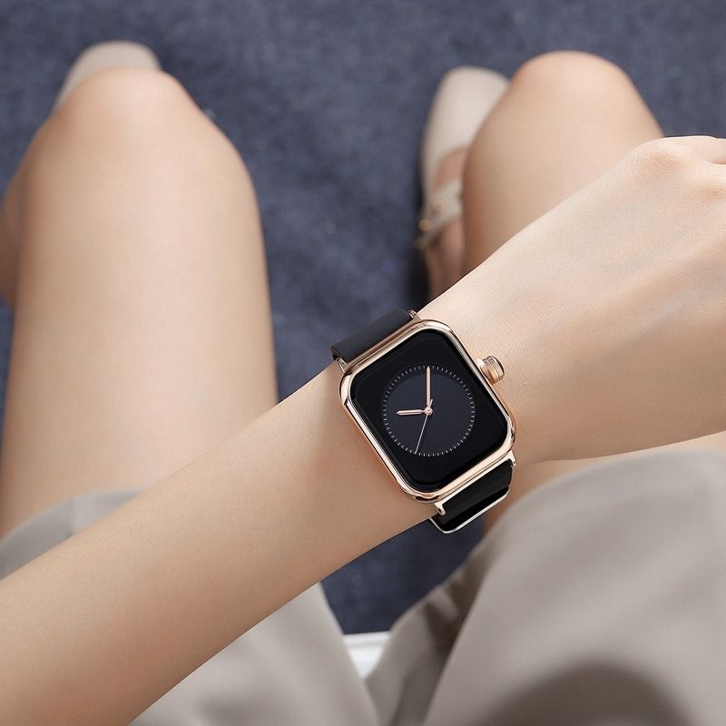 2024 Women's waterproof silicone strap watch Fashion square women's watch student trend imitation Apple smart large dial quartz watch