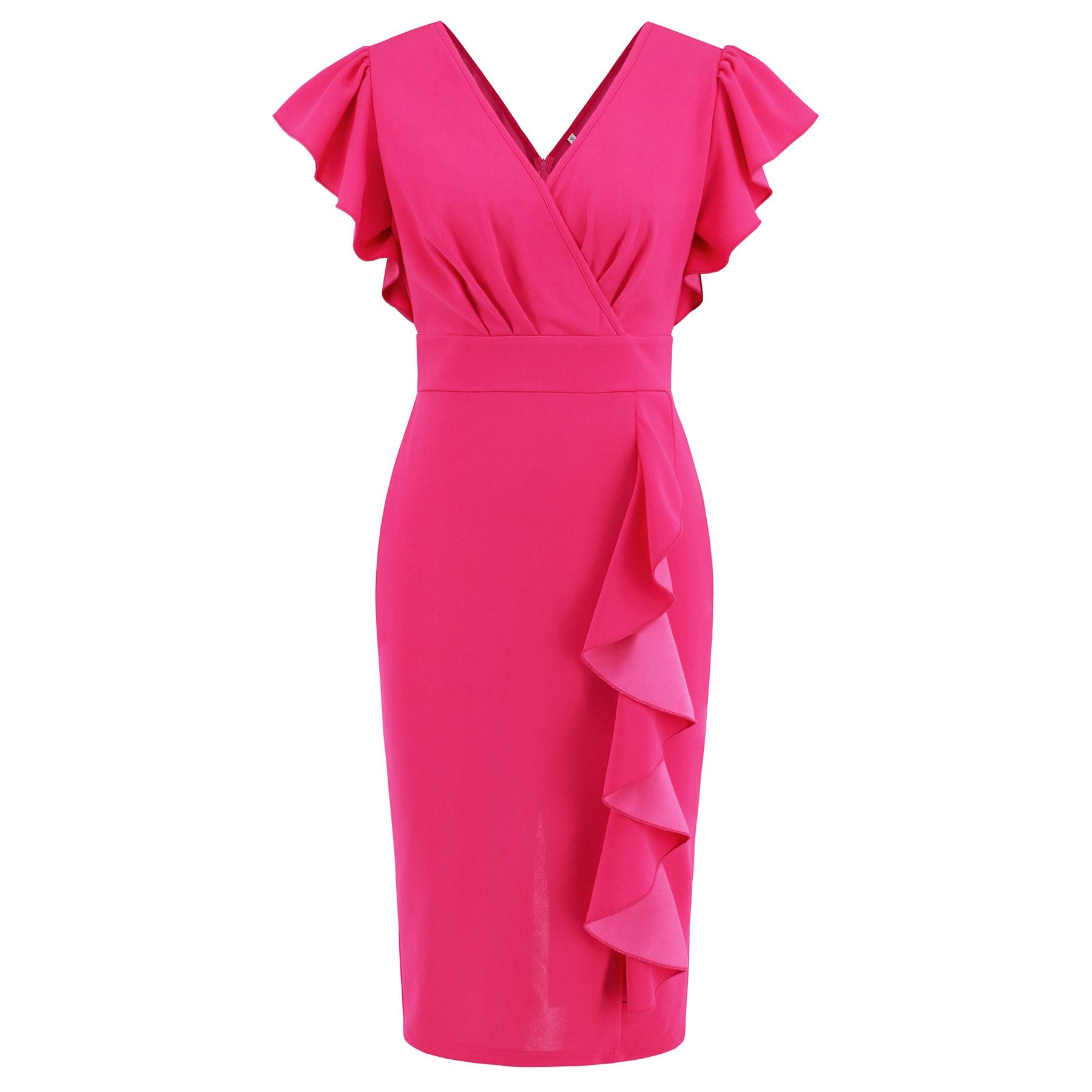 2024 African Fashion Women's Professional Dress European And American Summer New Women's V-neck Ruffled Edge Slim Fit Temperament Dress Slim Fit Sexy High Waist Dress