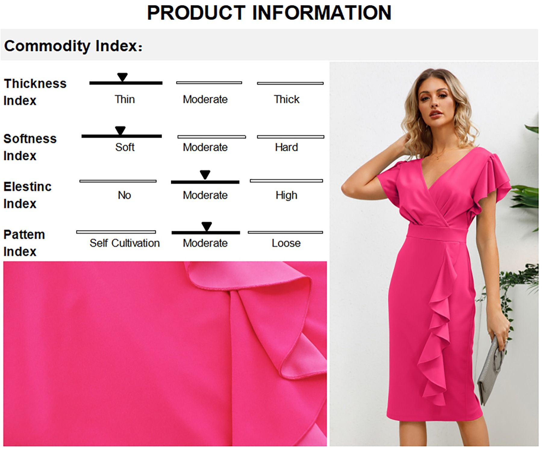 2024 African Fashion Women's Professional Dress European And American Summer New Women's V-neck Ruffled Edge Slim Fit Temperament Dress Slim Fit Sexy High Waist Dress