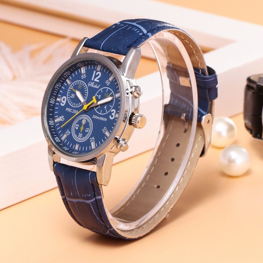 2024 Wholesale Fashionable Hot Selling Belt Quartz Watch For Men Wholesale Men's Watch Fake Three Eyes Gift Watch Leisure Watch Minimalist Quartz Watch