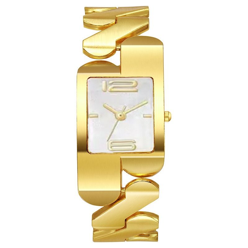 2024 Africa Hot Selling Innovative Design Retro Square Quartz Business Men's Bracelet Metal Watch Light Luxury Fashion Gold Classic Middle School Student Cool Watch