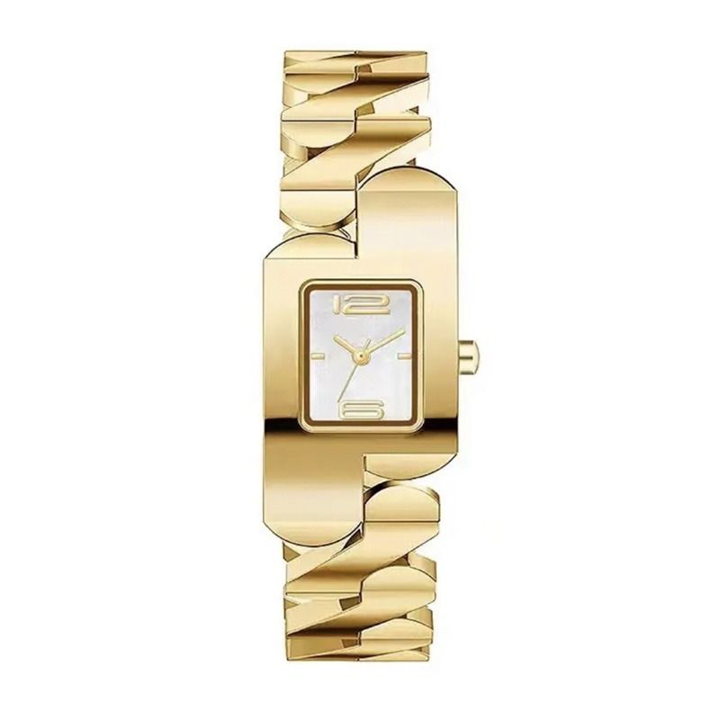 2024 Africa Hot Selling Innovative Design Retro Square Quartz Business Men's Bracelet Metal Watch Light Luxury Fashion Gold Classic Middle School Student Cool Watch