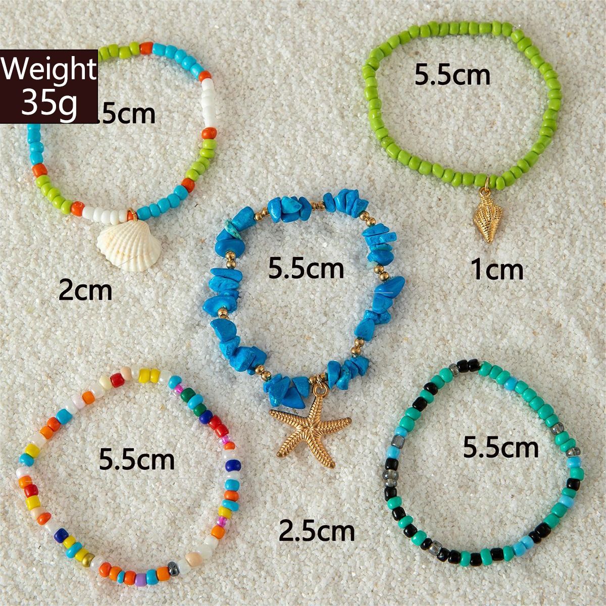 2024 Beach Wind Starfish shell stack wear bracelet summer dopamine color rice beads gravel women's bracelet set suitable for anniversary gifts