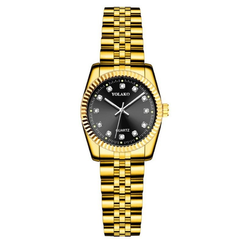 2024 Hot Sale Diamonds Face Steel Band Gold Business Women Men Lovers Couple Watches Male Female Students Simple Leisure Fashion Quartz Gold Lovers Watch Suit Ladies Girls Birthday Gift Watches