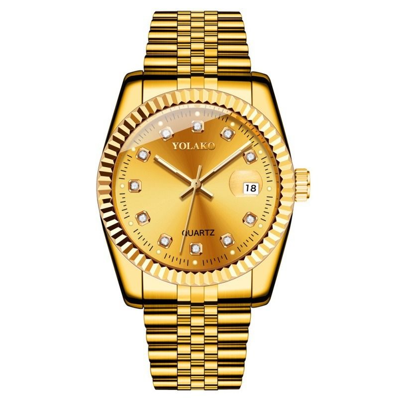 2024 Hot Sale Diamonds Face Steel Band Gold Business Women Men Lovers Couple Watches Male Female Students Simple Leisure Fashion Quartz Gold Lovers Watch Suit Ladies Girls Birthday Gift Watches