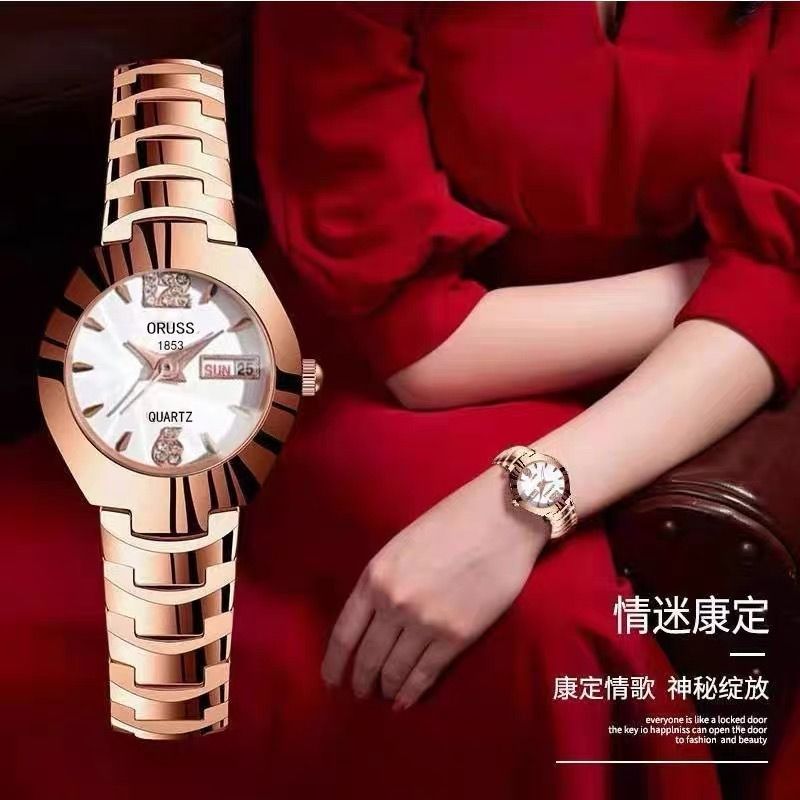 Luxury Hot Sale 30M Waterproof Steel Band Calendar Watches Luminous Business Women's Date Watches Lovers' Ladies Leisure Metal  Watches+ Luxury Gift Box Lovers Girlfriends Wife's Birthday Holiday Surp