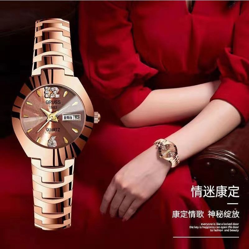Luxury Hot Sale 30M Waterproof Steel Band Calendar Watches Luminous Business Women's Date Watches Lovers' Ladies Leisure Metal  Watches+ Luxury Gift Box Lovers Girlfriends Wife's Birthday Holiday Surp