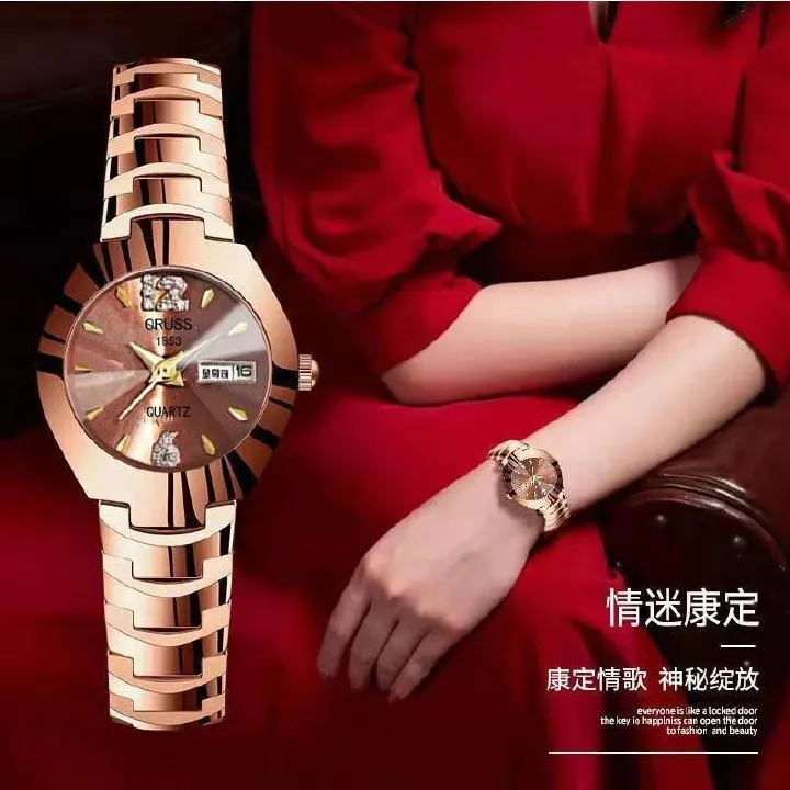 Luxury Hot Sale 30M Waterproof Steel Band Calendar Watches Luminous Business Women's Date Watches Lovers' Ladies Leisure Metal  Watches+ Luxury Gift Box Lovers Girlfriends Wife's Birthday Holiday Surp