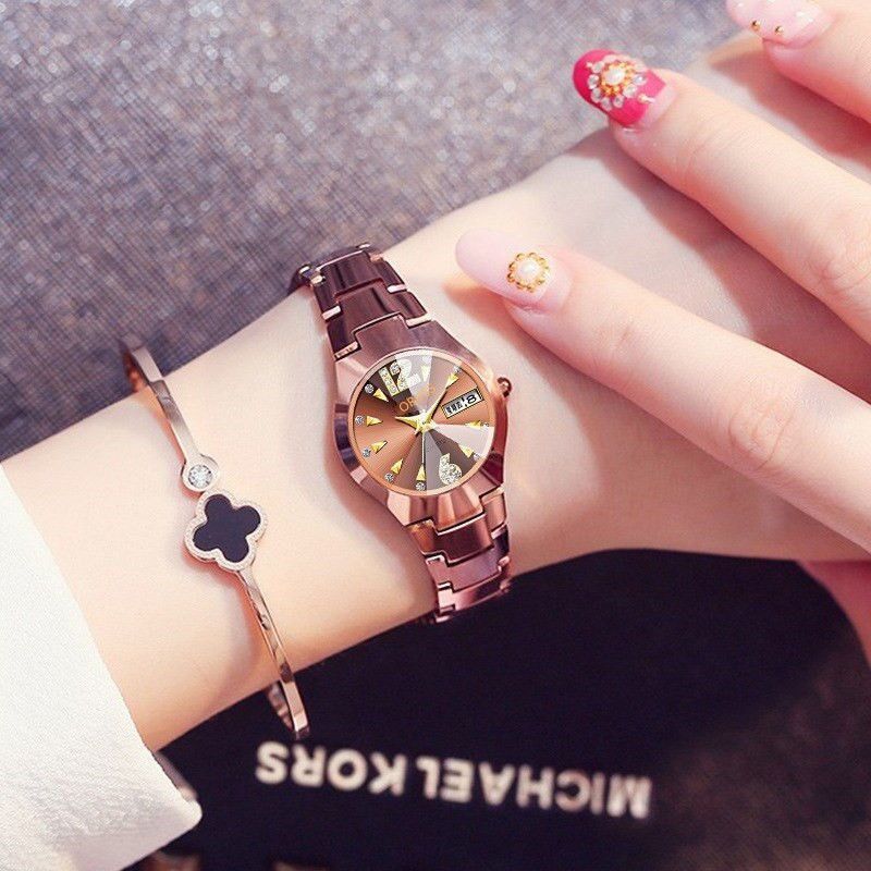 Luxury Hot Sale 30M Waterproof Steel Band Calendar Watches Luminous Business Women's Date Watches Lovers' Ladies Leisure Metal  Watches+ Luxury Gift Box Lovers Girlfriends Wife's Birthday Holiday Surp