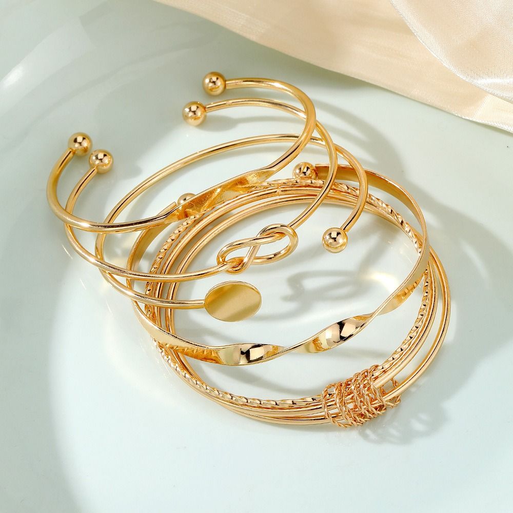 European And American Retro Minimalist Chain Bracelets Women's Fashion Mix And Match Open Bangle Bracelets Hand Accessories Stacked Wearing Style Combination Wholesale