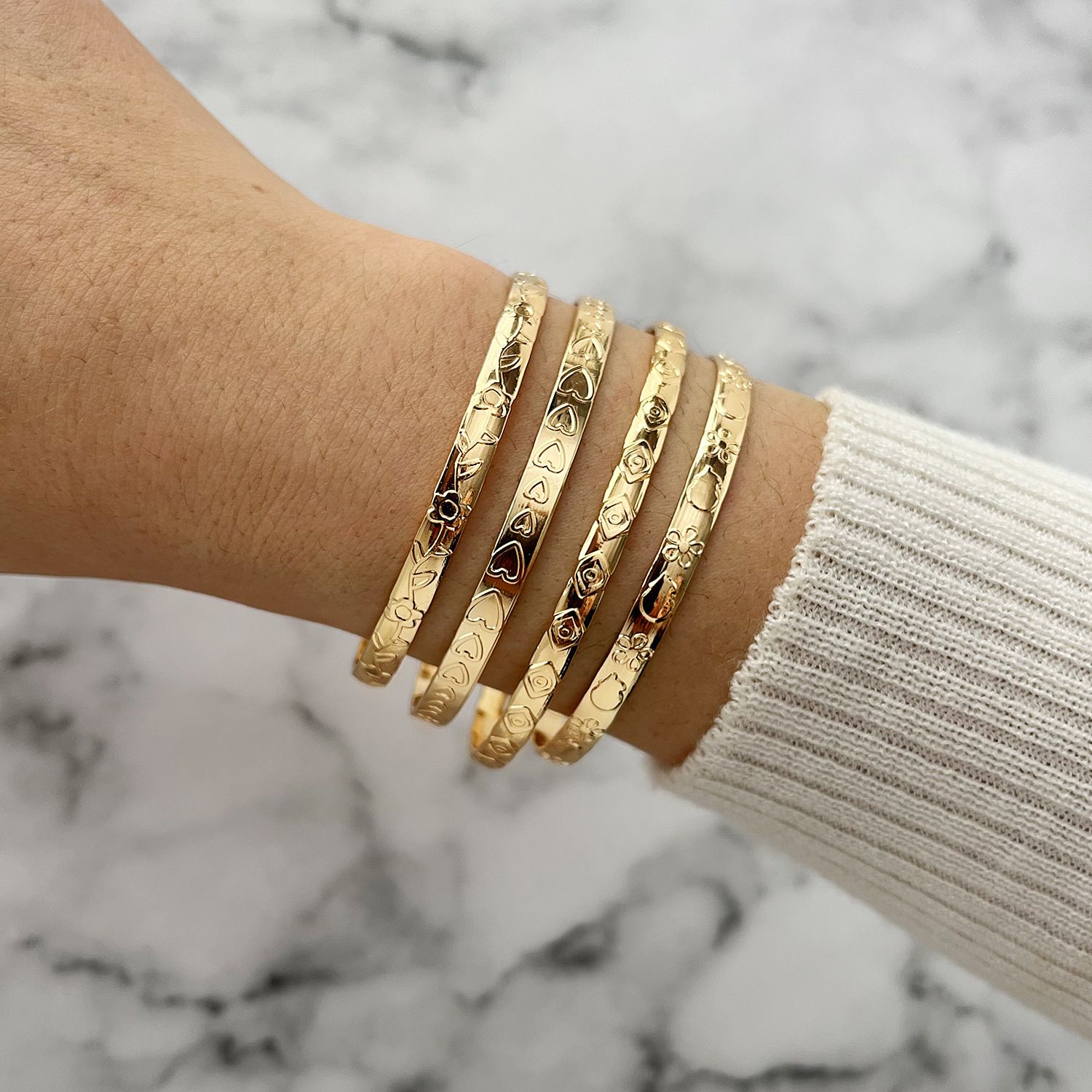European And American Retro Minimalist Chain Bracelets Women's Fashion Mix And Match Open Bangle Bracelets Hand Accessories Stacked Wearing Style Combination Wholesale