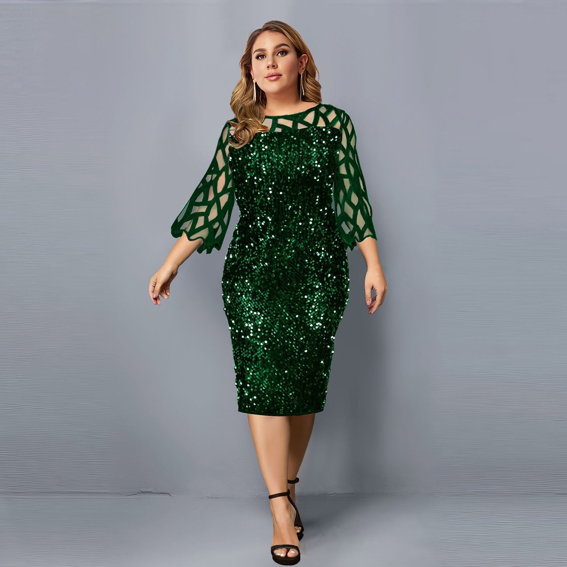 European & African Popular Style Personalized Sequins Design Top Women's Evening Dinner Dresses 7 Colors 7 Sizes Office Ladies Formal or Casual Large Size Clothes Parties Evenings Celebrations Meeting