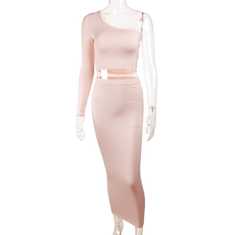 2024 Spring Autumn New Fashion Women's Long Sleeve Exposed Navel 2PC European and American Trend Tight Suit Lady Casual skirt Girls Parties Concerts Evenings Dress