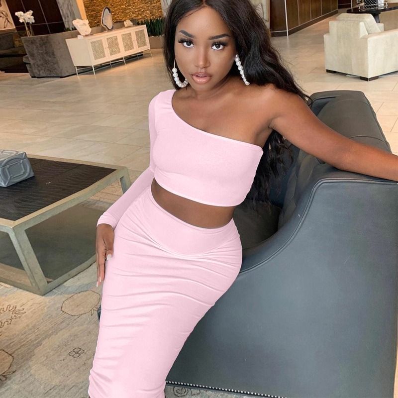 2024 Spring Autumn New Fashion Women's Long Sleeve Exposed Navel 2PC European and American Trend Tight Suit Lady Casual skirt Girls Parties Concerts Evenings Dress