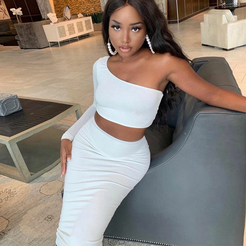 2024 Spring Autumn New Fashion Women's Long Sleeve Exposed Navel 2PC European and American Trend Tight Suit Lady Casual skirt Girls Parties Concerts Evenings Dress