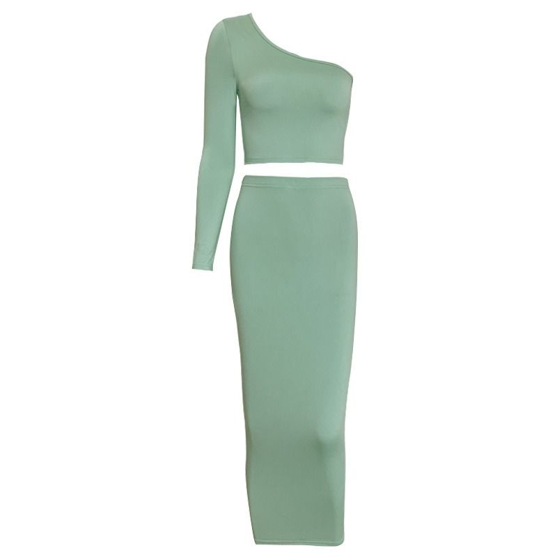 2024 Spring Autumn New Fashion Women's Long Sleeve Exposed Navel 2PC European and American Trend Tight Suit Lady Casual skirt Girls Parties Concerts Evenings Dress