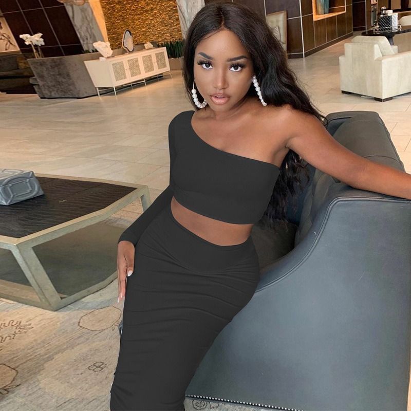 2024 Spring Autumn New Fashion Women's Long Sleeve Exposed Navel 2PC European and American Trend Tight Suit Lady Casual skirt Girls Parties Concerts Evenings Dress