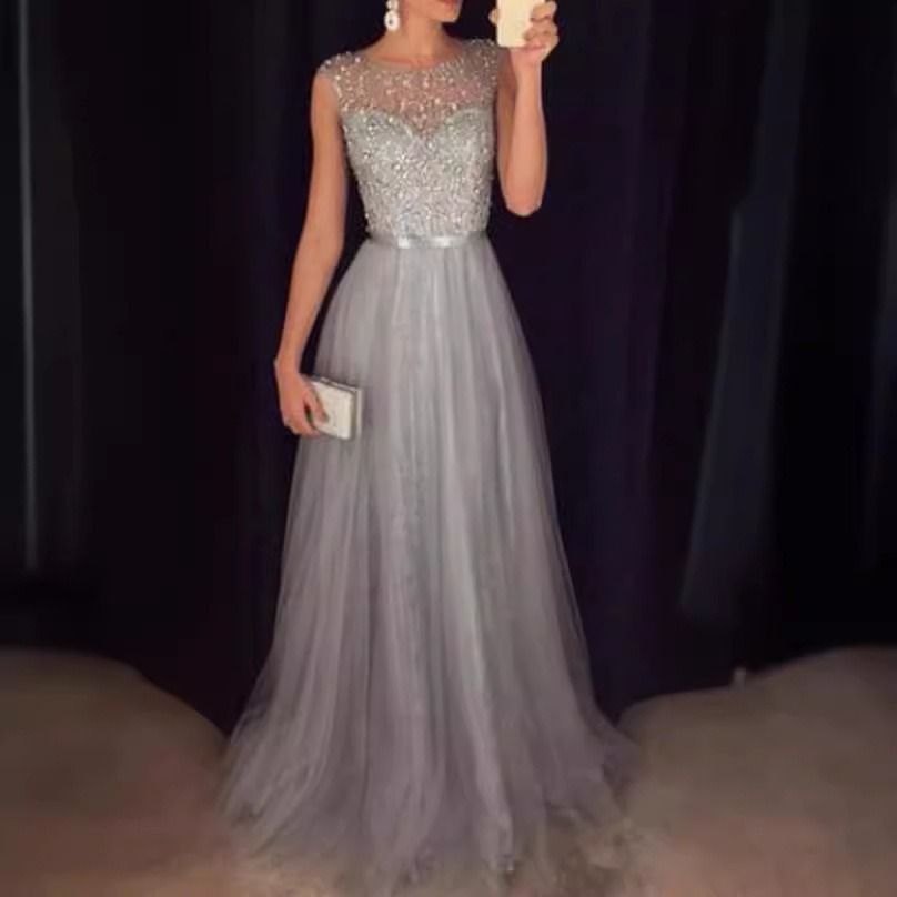 2024  Lady Sequins Evening Dress Elegant Long Concert Skir Wedding Party Dress Red Carpet Skirt