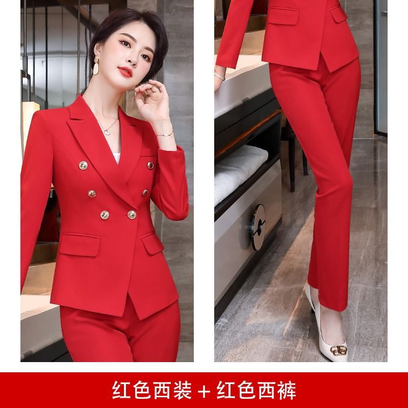 2024 High-end Professional White Suit Autumn/Winter Hotel Front Desk Manager Uniform Overalls Long Sleeve OL Suit Office Lady Suit White Collar Business Cloth Lady Formal Work Suit  Women Formal Dress