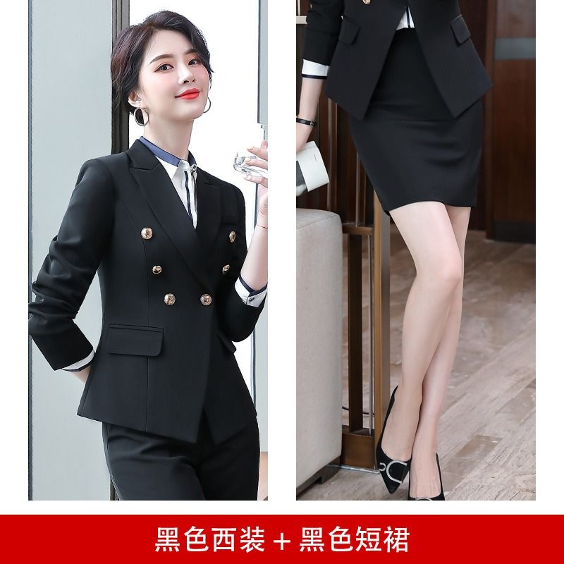 2024 High-end Professional White Suit Autumn/Winter Hotel Front Desk Manager Uniform Overalls Long Sleeve OL Suit Office Lady Suit White Collar Business Cloth Lady Formal Work Suit  Women Formal Dress